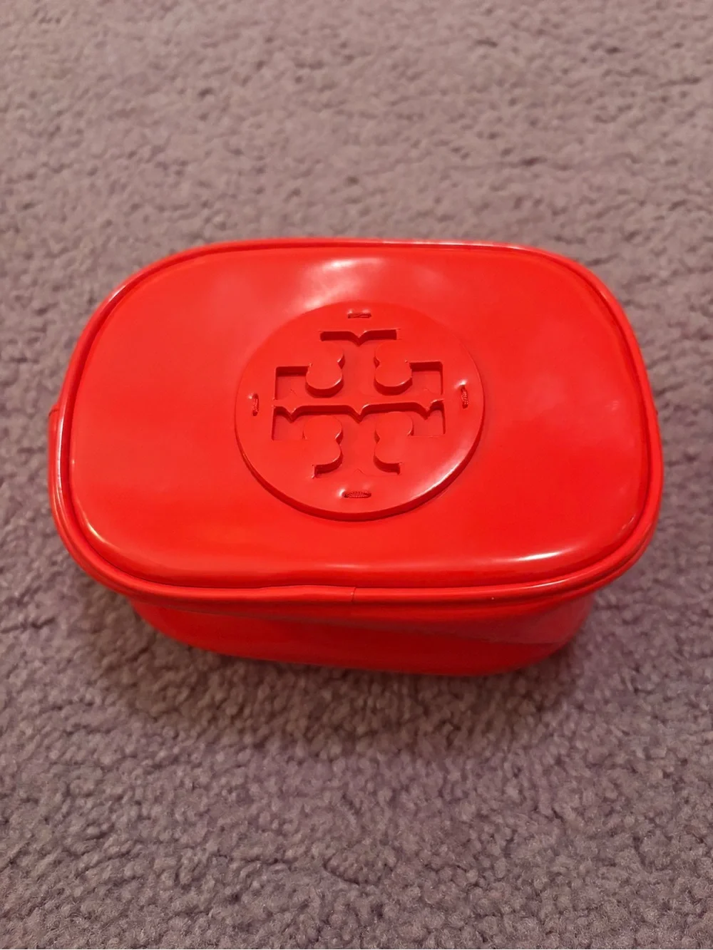 Tory Burch Bright Orange Logo Cosmetic Pouch